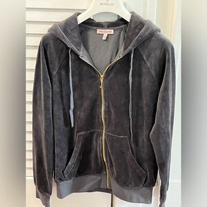 Juicy Couture Charcoal Velour Jacket Size XS Look Biger